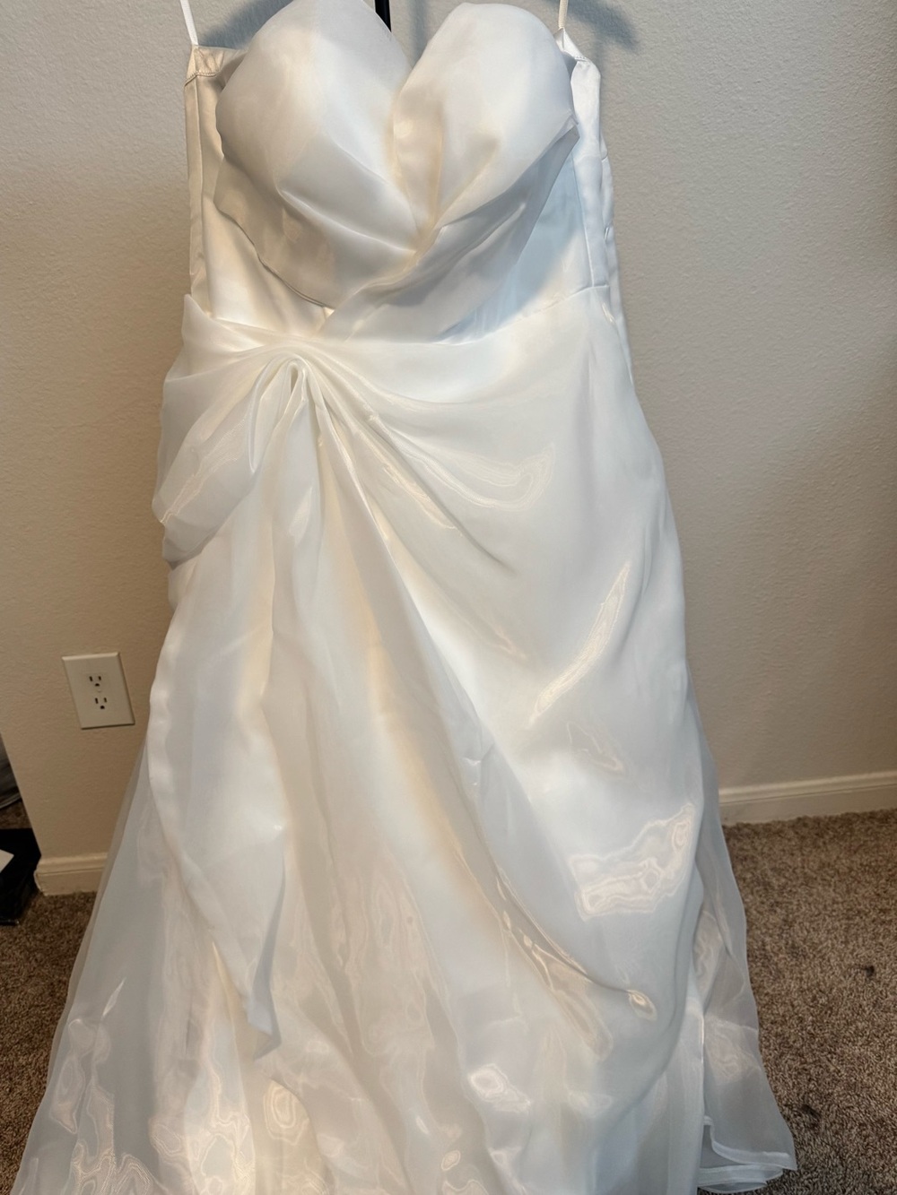 White Strapless A-Line Wedding Dress with Draped Bodice